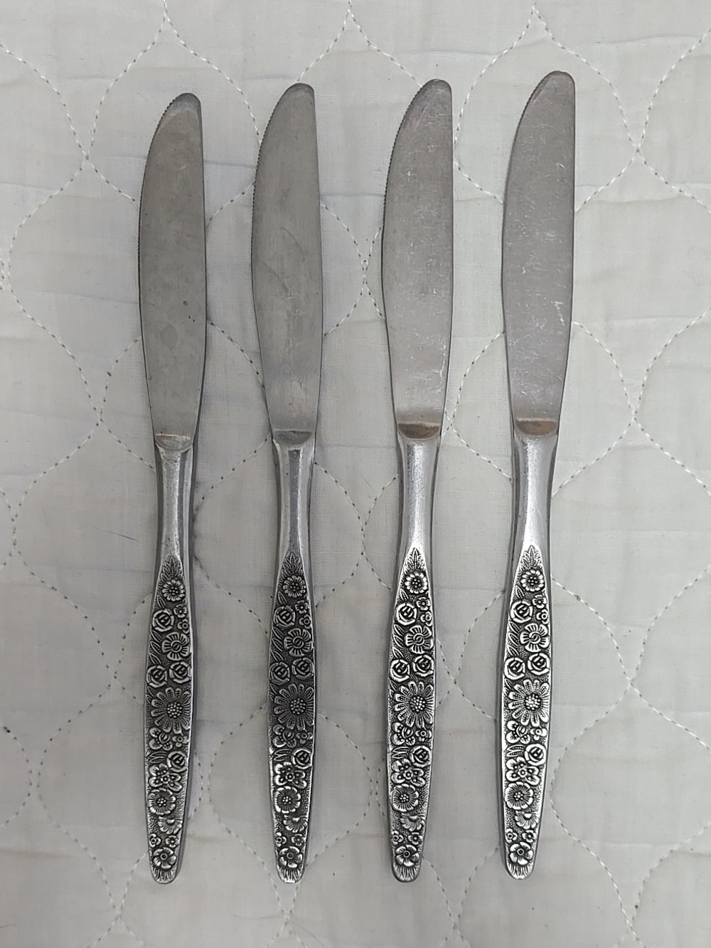 Vtg Interpur Jardinera Stainless Modern Solid Knife Ser Of 4 Made In Japan EUC